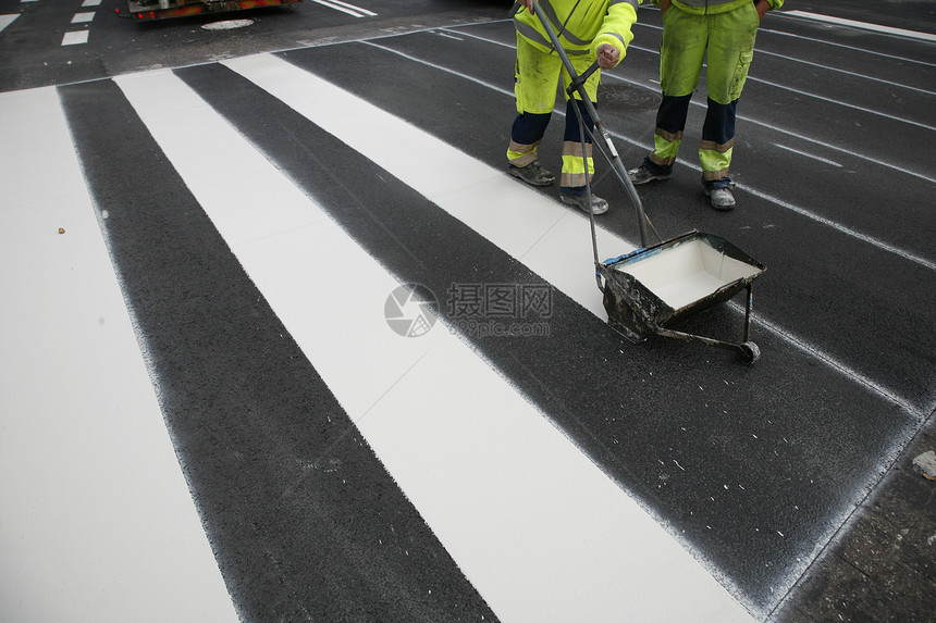 交叉交通街道工人工业生活绘画道路白色水平行人图片