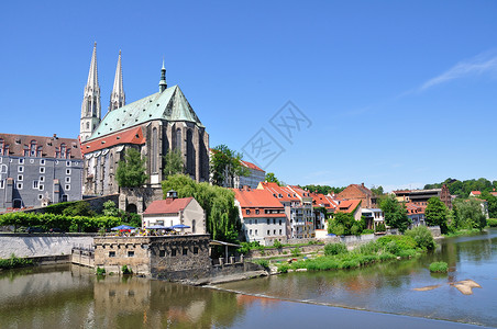 劳西策伯格兰德国Goerlitz教会教堂风景高地尖塔建筑物天空游客旅游建筑学背景