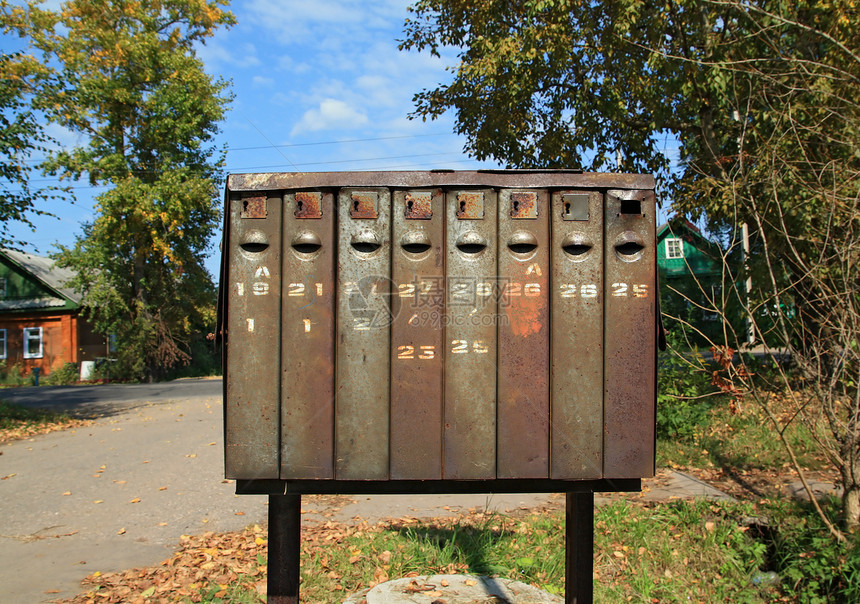 旧邮箱邮件摄影场景数字金属盒子邮政橙子文化阴影图片