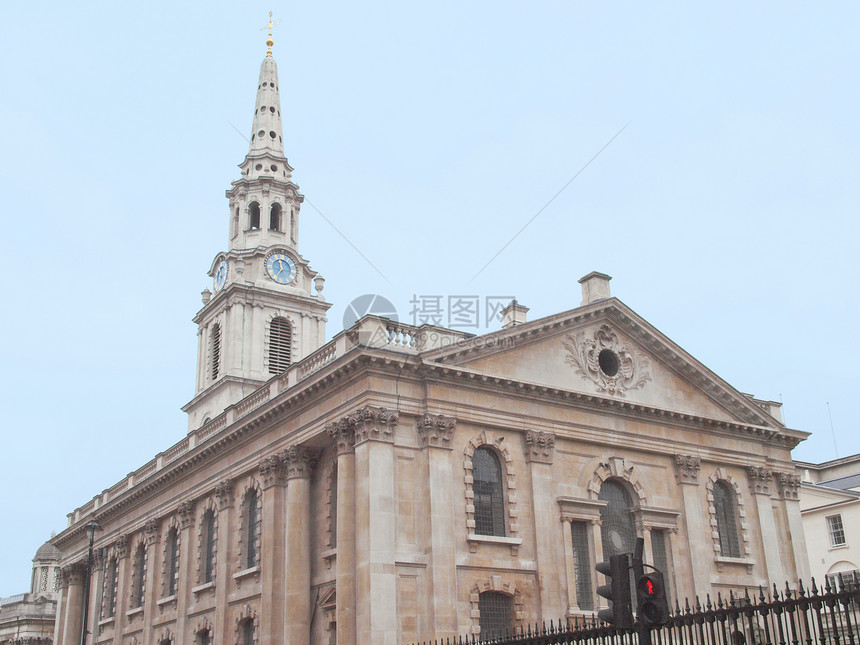 伦敦圣马丁教堂大教堂正方形教会王国宗教信仰主场建筑学英语图片
