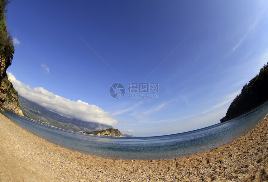 莫格伦海滩旅游海滩海湾水平绿色蓝色海岸天空天蓝色地平线图片