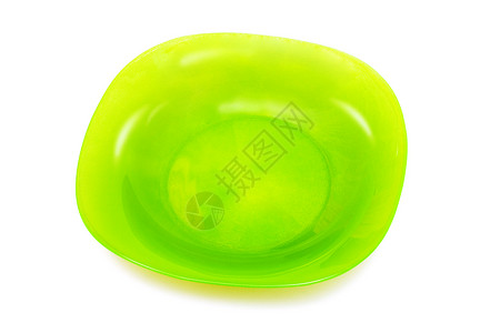 绿绿色板曲线圆圈阴影绿色空白餐具陶器白色背景图片