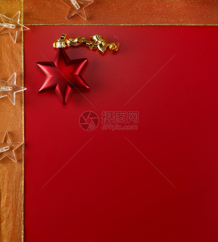 圣诞卡背景丝带壁纸色彩庆典摆设饰品星星红色图片