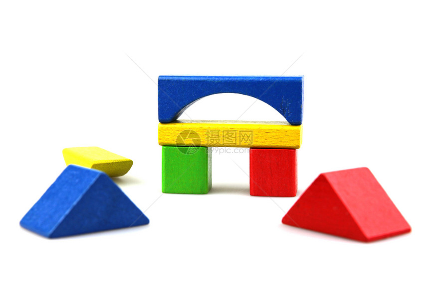 木制构件婴儿期红色童年构造白色闲暇玩具立方体黄色创造力图片