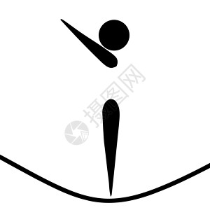 白色运动员弹跳标志黑色闲暇小路体操蹦床姿态运动员休闲剪裁竞技背景