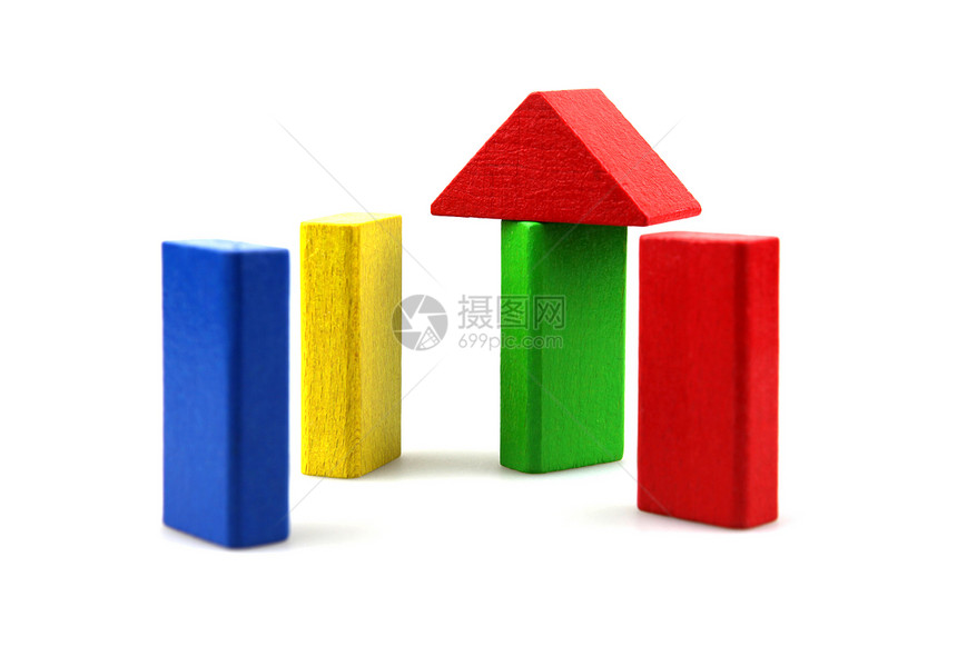 木制构件游戏长方形木头童年婴儿期孩子闲暇立方体建筑物红色图片