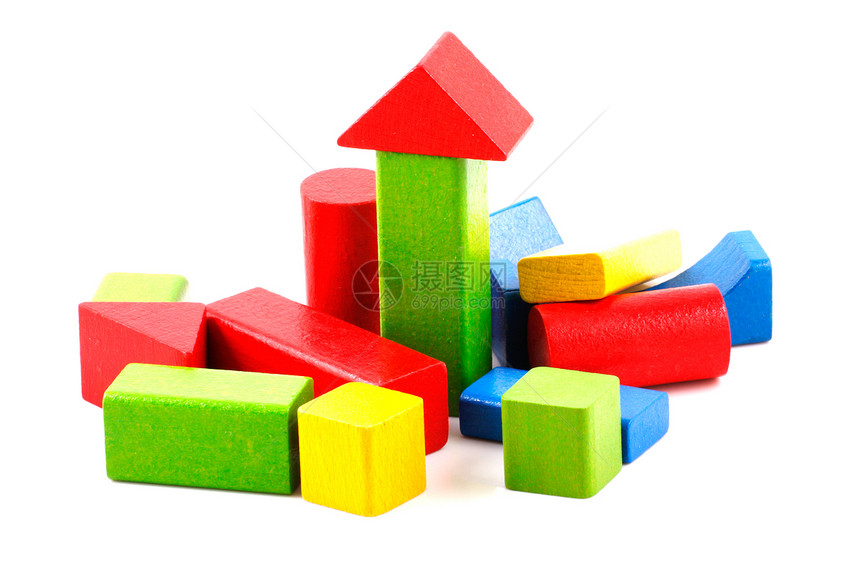 木制构件孩子黄色蓝色木头操场红色学习构造玩具婴儿期图片