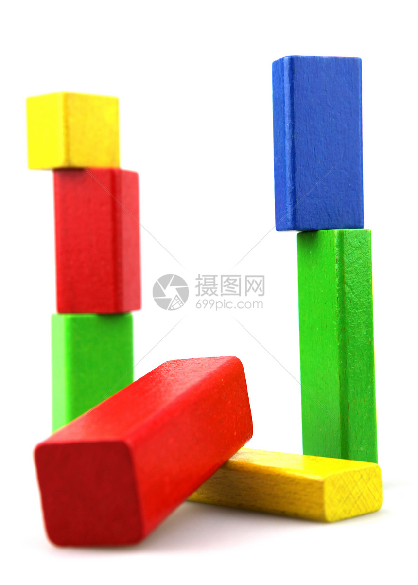 木制构件喜悦蓝色白色学习童年孩子长方形游戏玩具黄色图片
