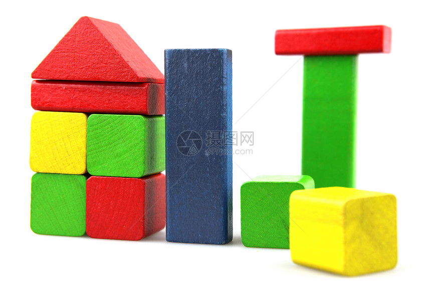 木制构件喜悦蓝色孩子闲暇游戏白色建筑物红色玩具长方形图片