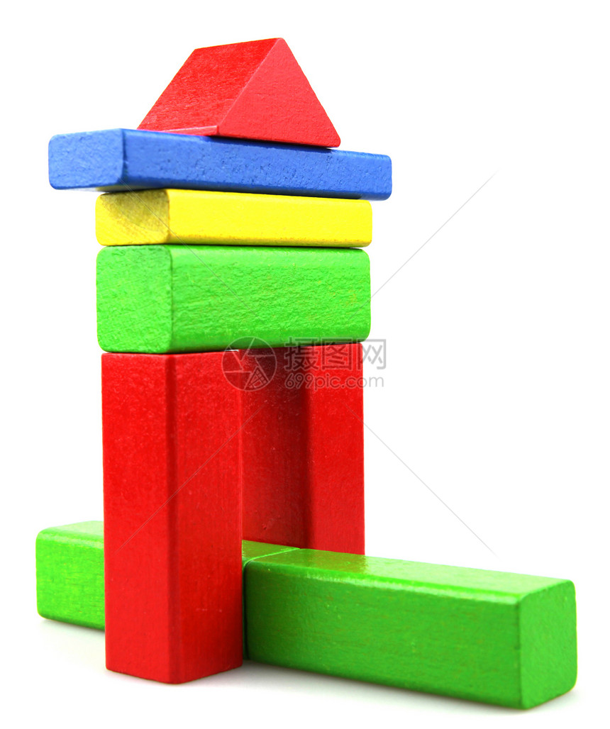 木制构件操场红色孩子建筑物黄色闲暇游戏学习童年玩具图片