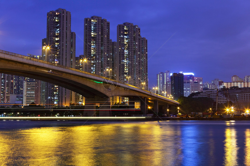 香港的海桥上架桥旅行吸引力建筑城市反射戏剧性运输天空场景景观图片