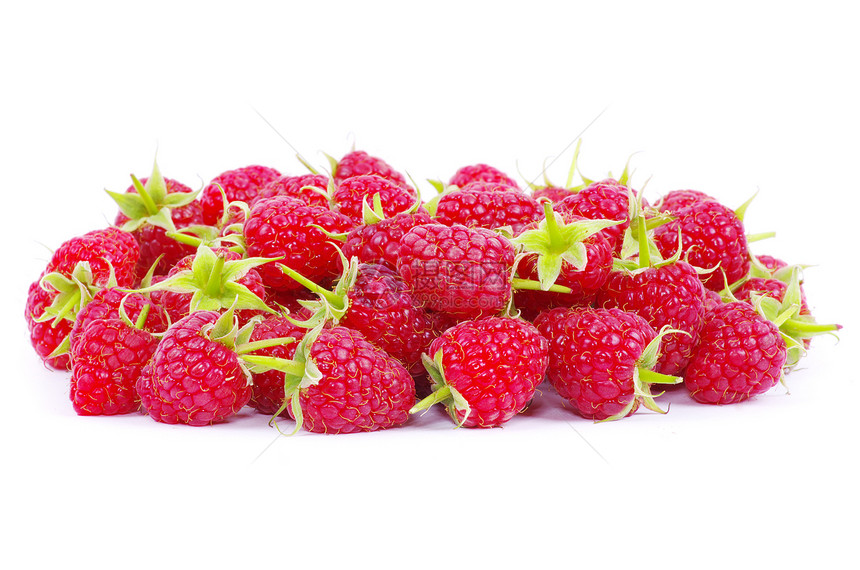 树莓草莓甜点花园果味红色绿色食物水果白色活力宏观图片