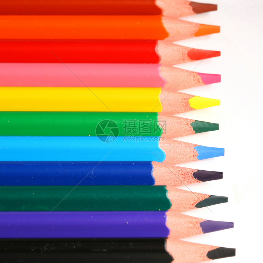 彩色铅笔艺术家学校彩虹团体教育创造力办公室大学学习蓝色图片