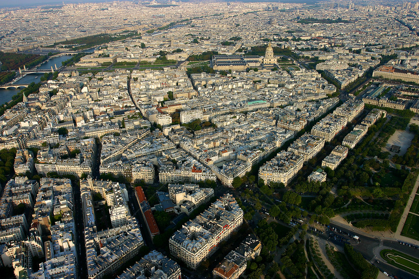巴黎空中观察街道中心天际首都景观纪念碑城市天空全景场景图片