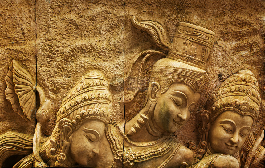 古老的Asia传统艺术展示神风格装饰建筑墙纸地面正方形陶器制品材料马赛克图片