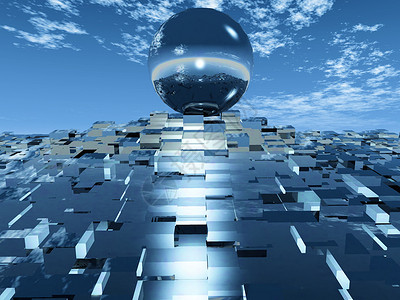 球和立方体团体网络科学盒子正方形插图技术金属背景图片