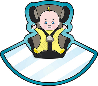 乘客座椅婴儿警告交通孩子危险法律贴纸信息标志标签微笑插画