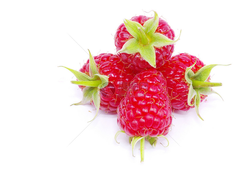 树莓草莓甜点食物活力红色白色宏观覆盆子水果图片