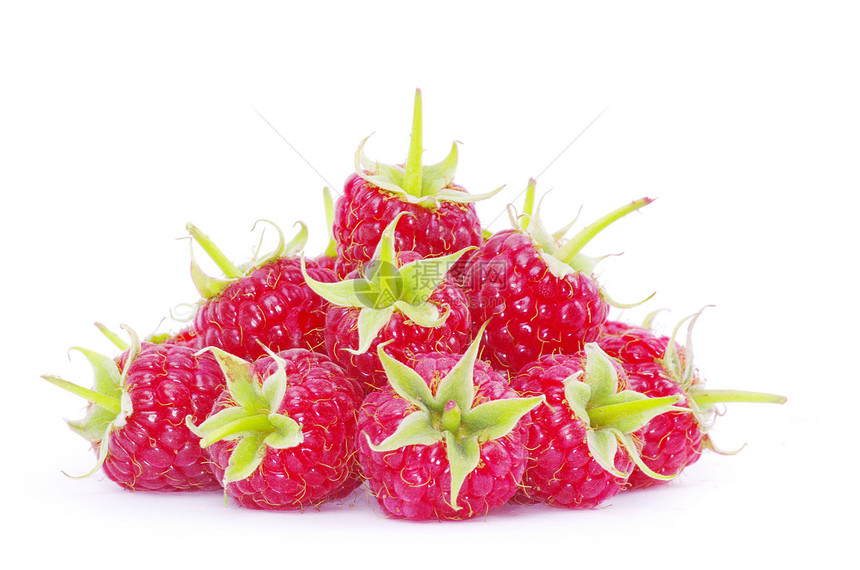 树莓草莓果味活力红色饮食水果覆盆子宏观养分绿色白色图片