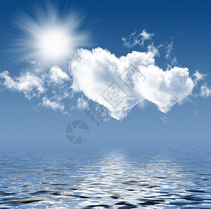 云和太阳的照片蓝色海洋光线波浪白色反射太阳背景