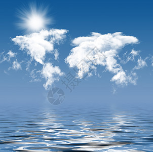 云和太阳的照片海洋白色波浪太阳蓝色光线反射背景