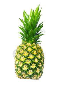 菠萝黄色水果白色热带食物绿色背景图片