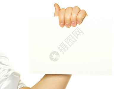 手持的卡片中问候语海报女性床单办公室广告牌公告标语红色空白背景图片