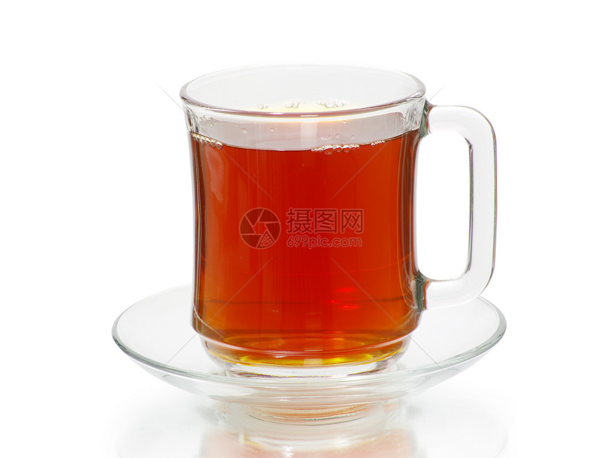 茶杯中的茶杯子玻璃液体树叶一杯茶绿色白色概念图片