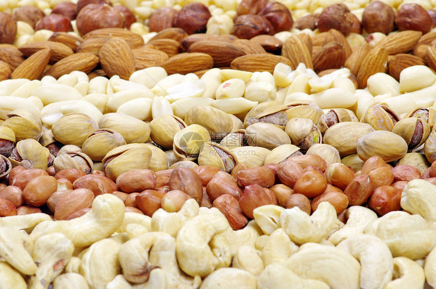 各种坚果饮食棕色核桃松子核心种子食物健康营养榛子图片