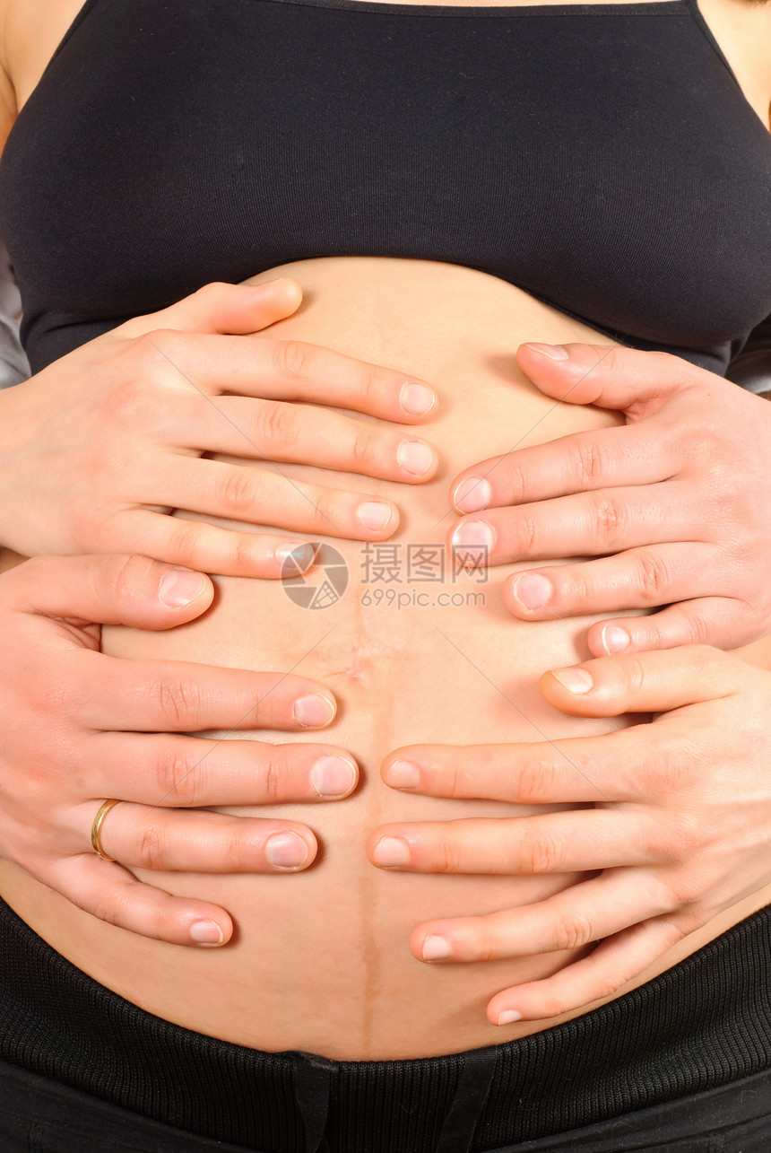 怀孕妇女药品白色衣服肚子弯头手臂女士生活女性女性化图片