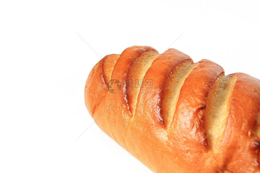 白色背景上的长面包化合物糖类脆皮小路文化棉花面粉早餐糕点碳水图片