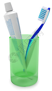 牙刷保健美容蓝色化妆品口腔健康护理条纹刷子杯子背景图片
