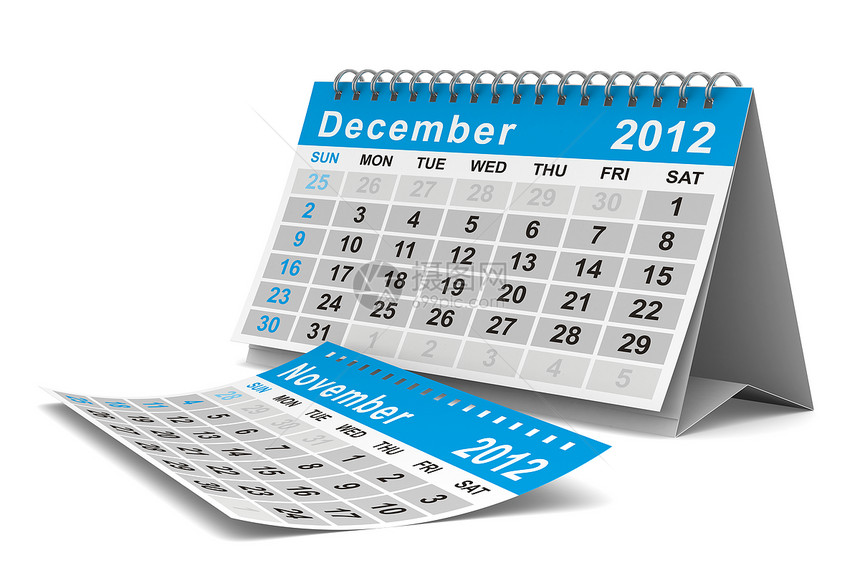 2012年日历 2012年12月组织笔记本商业日记笔记插图办公室活页夹数字日程图片