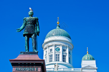 建筑图则赫尔辛基大教堂圆顶地标楼梯城市教会白色正方形纪念碑晴天首都背景