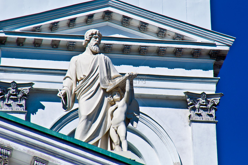 赫尔辛基大教堂教会首都建筑大教堂宗教晴天白色纪念碑圆顶雕塑图片