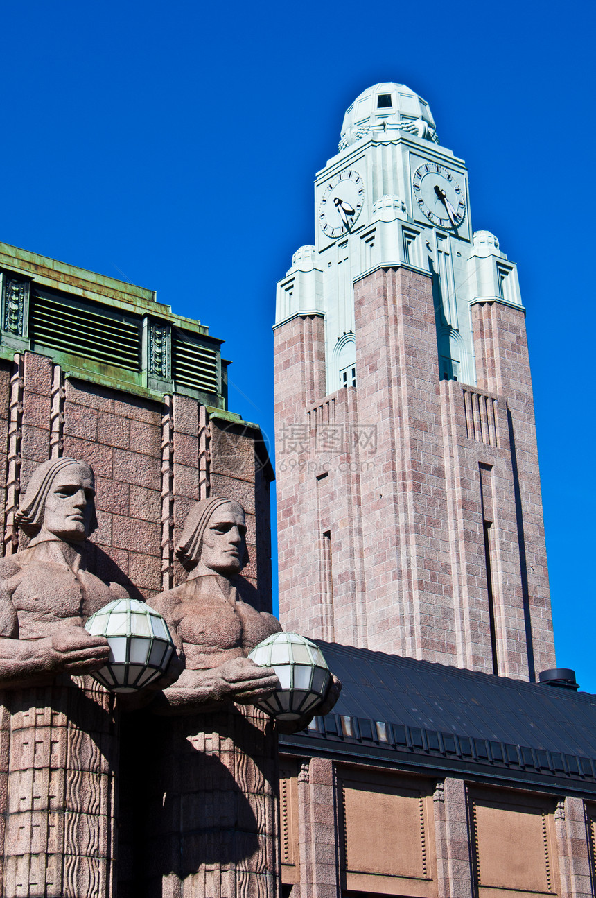 赫尔辛基火车站雕塑雕像建筑玻璃历史性车站石头图片