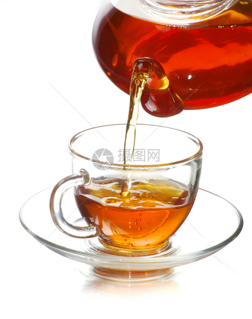 茶茶杯茶壶红色概念杯子白色叶子玻璃棕色一杯茶绿色图片