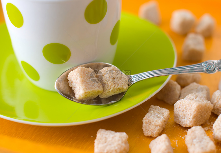 甘蔗糖饼干盘子棕色勺子食物茶杯咖啡迷恋芳香种子图片