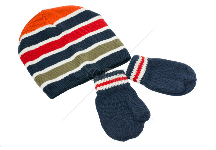 男孩带手套的帽子橙子孩子们条纹男孩们运动蓝色棉布线条材料柔软度图片