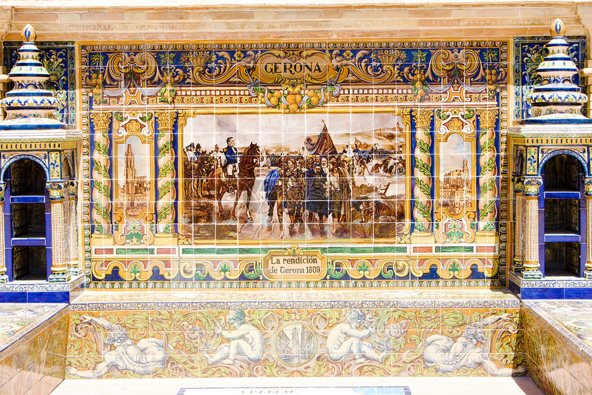 安达卢塞维利亚西班牙广场制品世界瓷砖绘画艺术外观陶瓷装饰位置图片