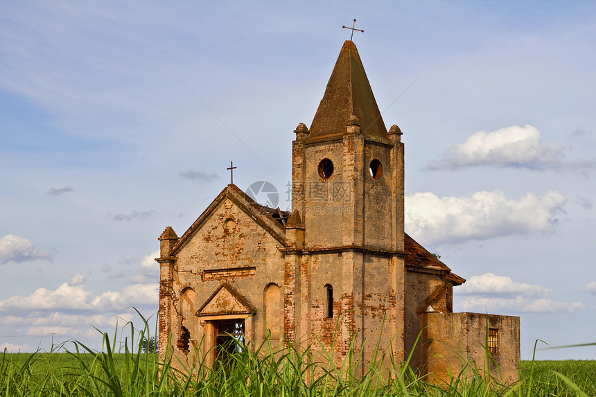 废弃教堂的废墟蟒蛇古董窗户拆除建筑学历史性教会宗教卡波历史图片