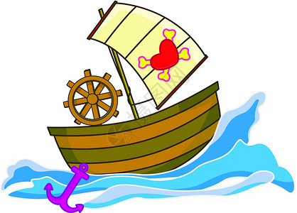 海盗船海浪洪水旗帜背景图片