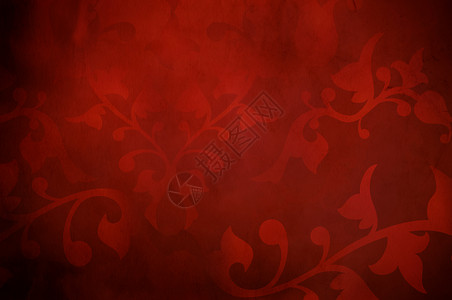 历史背景坡度图案卷曲叶子插图风格红色艺术装饰纺织品背景图片