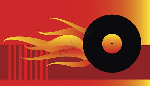 热火迪厅光盘黑色黄色红色艺术创造力矢量记录音乐背景图片