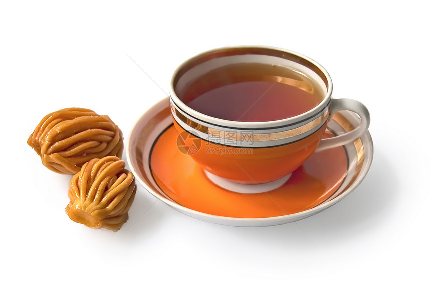 茶杯中含硝酸橙汁的茶图片
