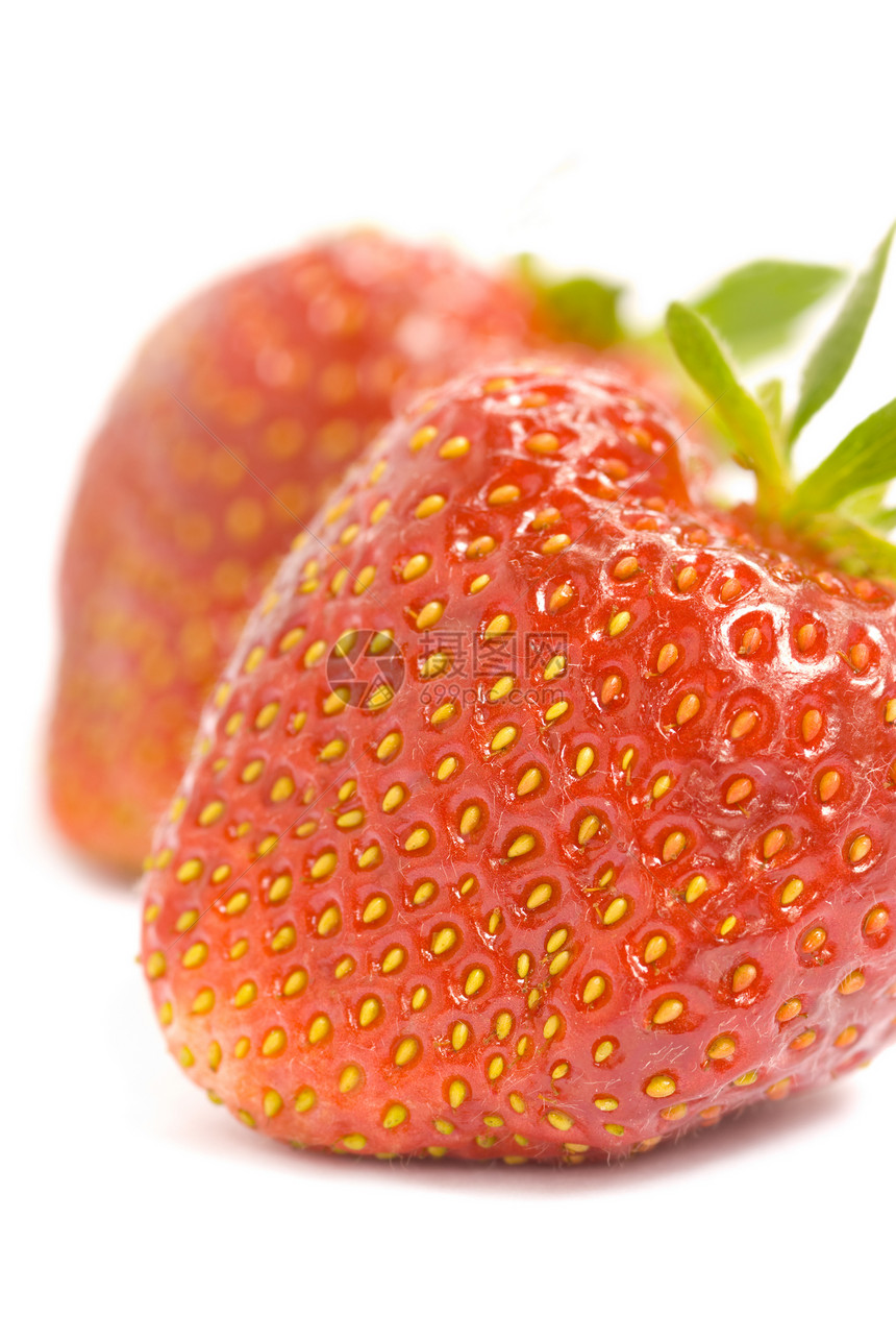 草莓水果白色宏观绿色食物饮食红色营养甜点图片