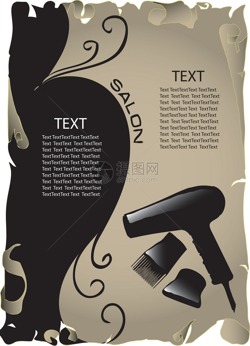 美容沙龙4头发美丽工具吹风机梳子美容院创造力烘干机插图绘画图片