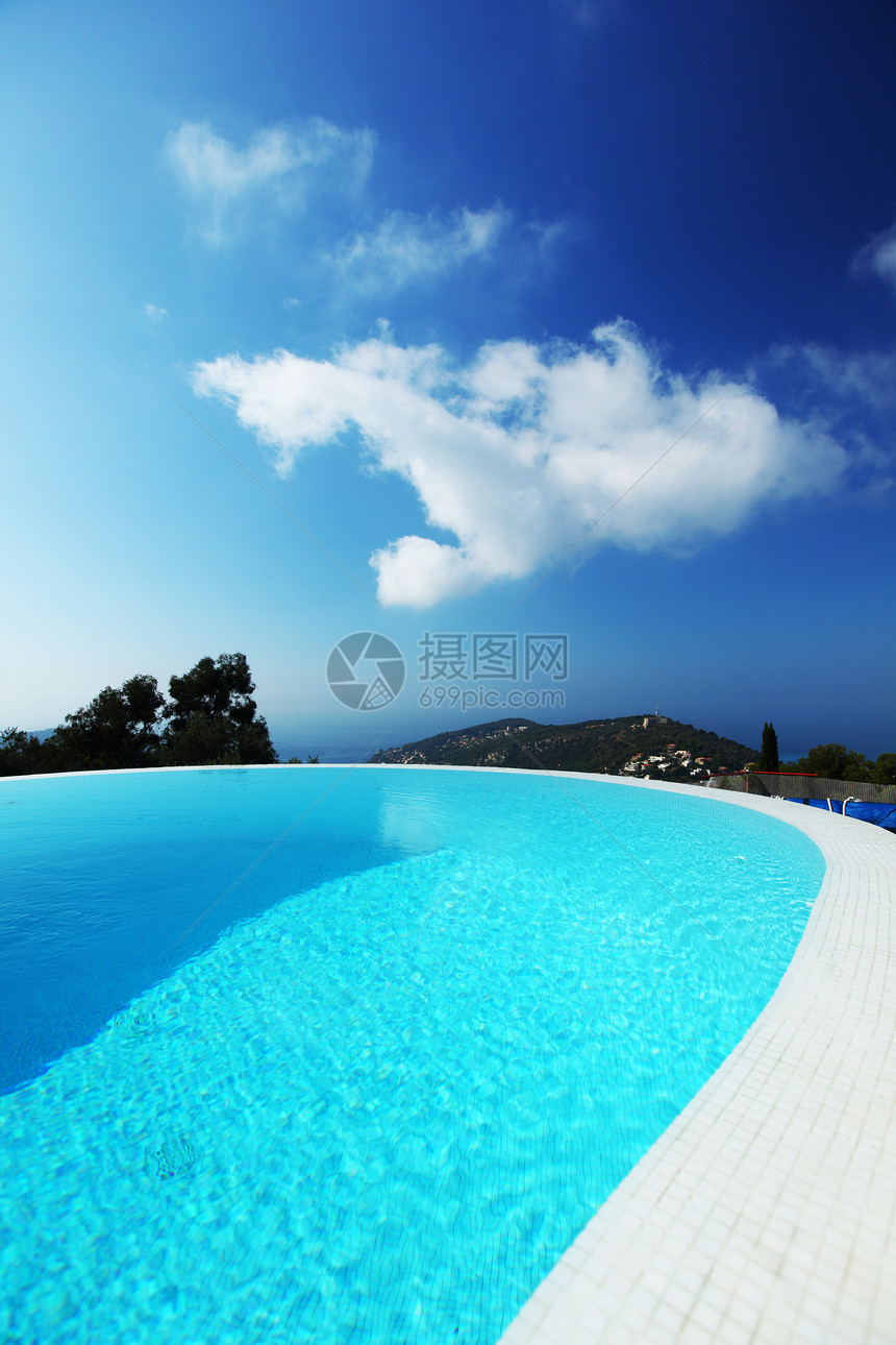 游泳池别墅花园植物天堂旅行房子太阳奢华假期地面图片