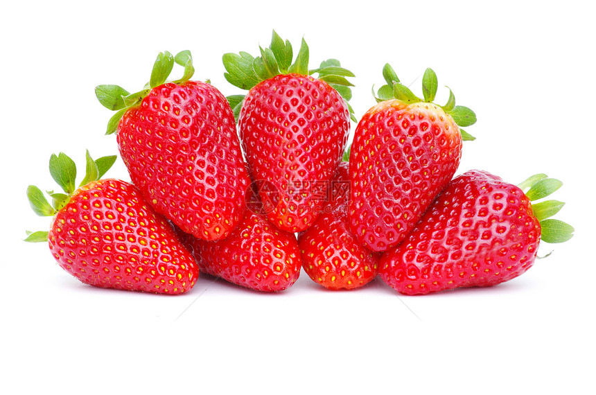 草莓绿色活力食物团体叶子水果红色种子浆果宏观图片