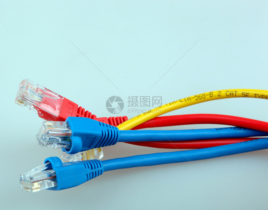 以太网网络电缆电脑线互联网计算机彩色力量路由器上网有线电视管子插头图片